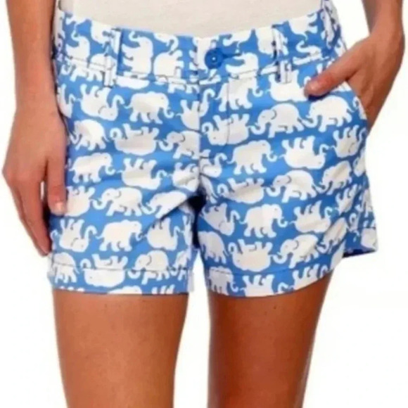 Lilly Pulitzer Blue Tusk In Sun The Callahan Short Elephant Print‎ Shorts Size 0 - Picture 2 of 8